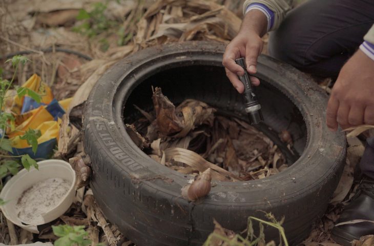 Água parada é onde o mosquito da dengue e chikungunya prolifera. foto: SES